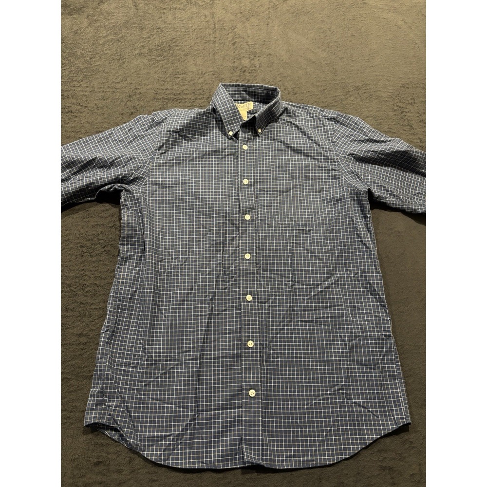 Duluth Trading Co. Plaid Button-Down Shirt LT Blue Cotton